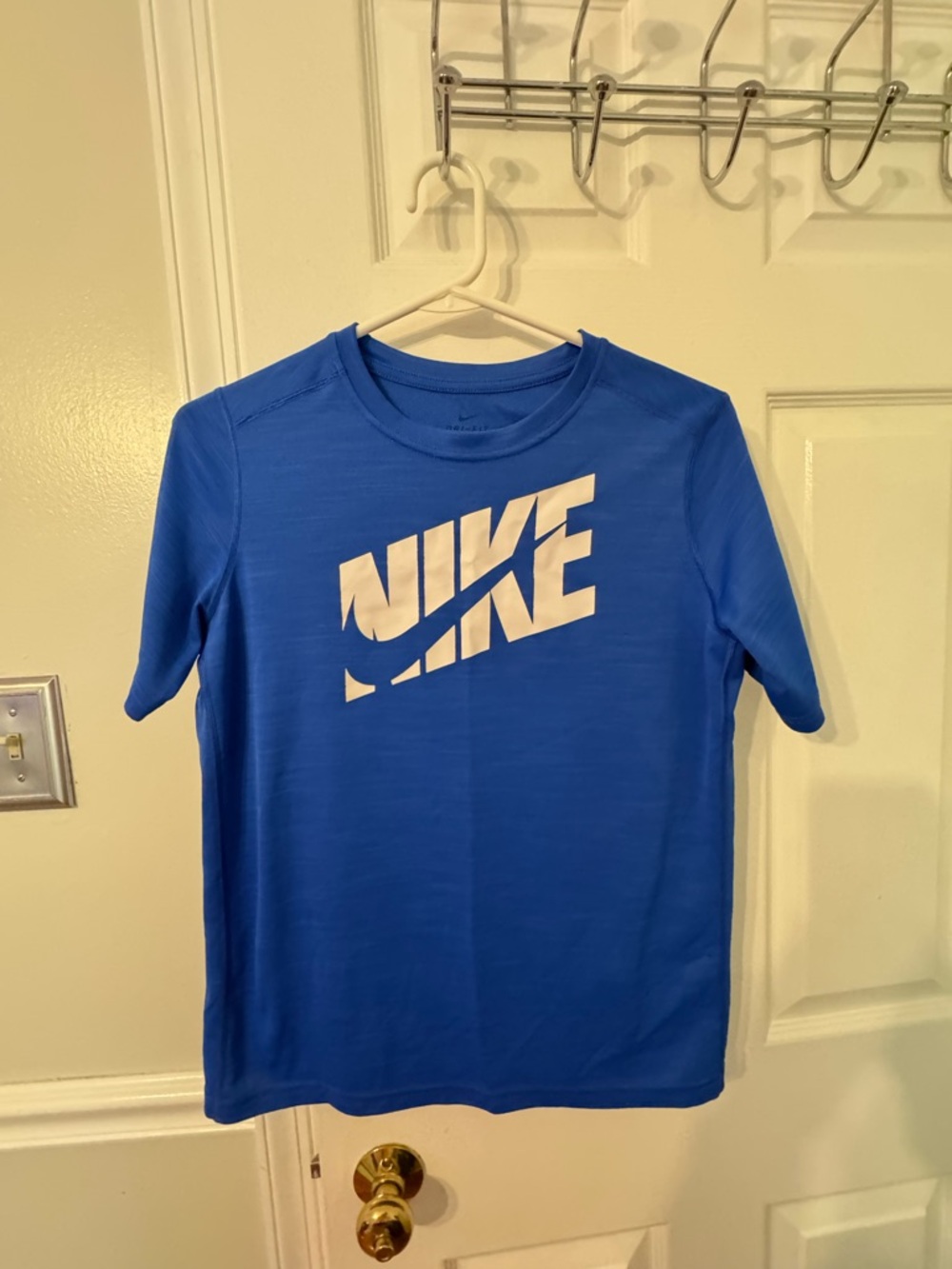 Nike Royal Blue Dri-fit Short Sleeve Tee with White Logo